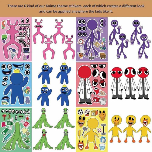 Pegatinas Stickers Rainbow Friends 12 Pack Make A Face