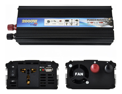 Inversor De Coche Pequeño 24v-110v 2000w Con Accesorios Usb