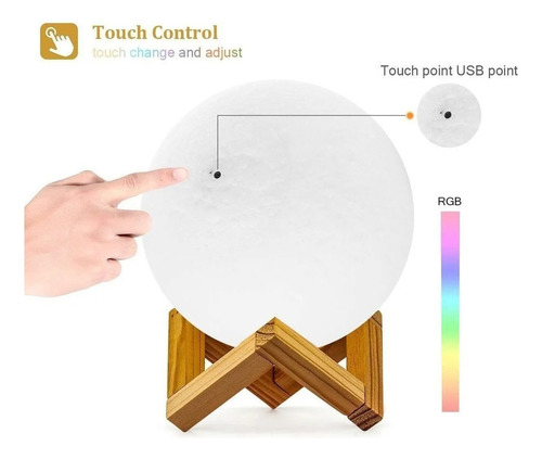Wv Lámpara De Luna 3d 15cm Recargable 16 Colores De Luz