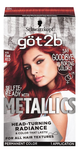 Got2b Tinte Permanente Metalico Para El Cabello, Rojo Real M