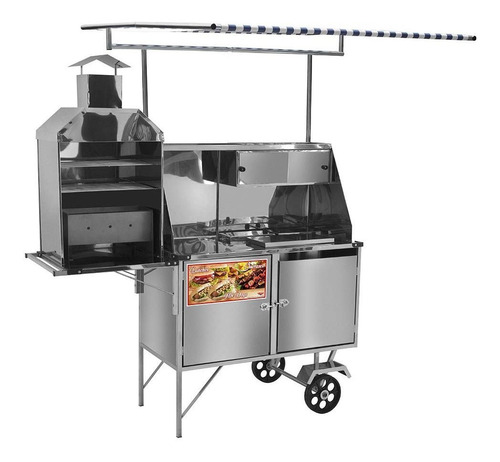 Carrinho 3 Em 1 Cefaz Hot Dog Lanche Churrasco Inox Lc11m/t