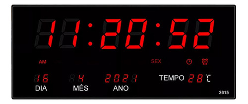 Reloj Digital De Pared Gadnic Cronometraje Temperatura Fecha Estructura Negro Fondo Negro