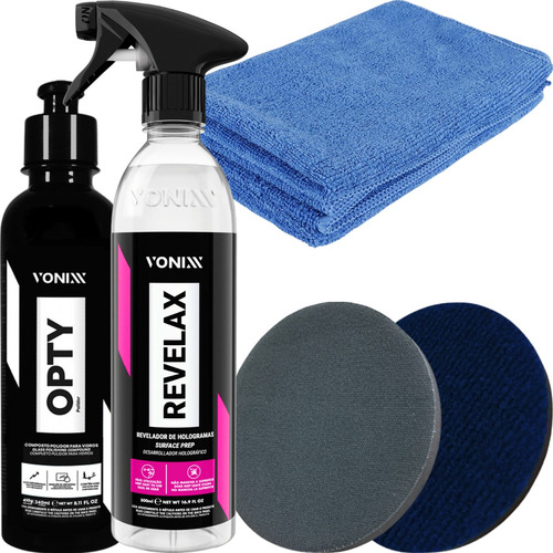 Kit Opty Polidor Revelax Remove Riscos Manchas Boinas Pano Cor Preto