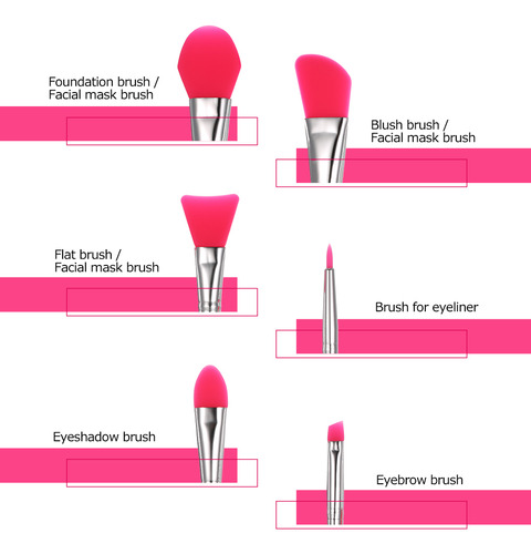 Set De Maquillaje De Silicona, 6 Unidades, Cepillos Para Mas