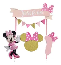 Comprar Adorno De Torta Cake Topper Pinchos Minnie Gold Rosa Mickey