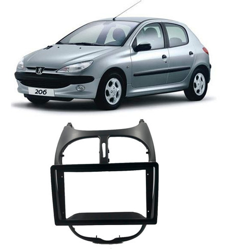 Moldura Peugeot 206 2002 Até 2010 2din 9 Preto Expex