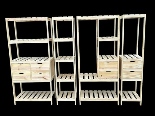 Percheros Vestidor De 80 Cm Con Cajon De Pino Con Estante