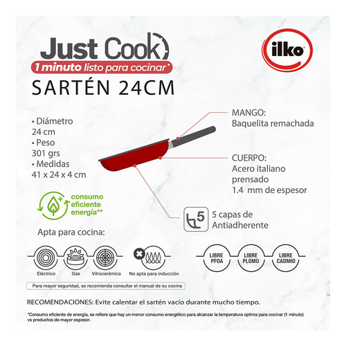 Set Juego 3 Sartenes Antiadherentes 20 24 Y 30cm Ilko