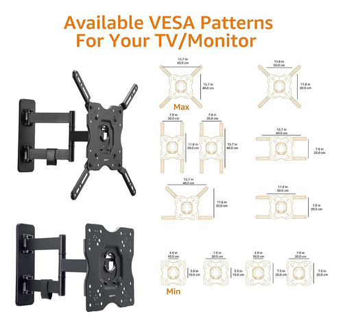 Soporte Articulado De Pared Basics Full Motion Para 2 Per...