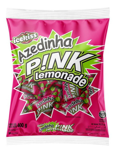 Bala Dura Icekiss Azedinha Chicle Pink Lemonade 400g Cory