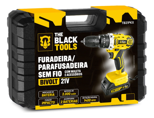 Parafusadeira Furadeira 2 Bat 21v Tb-21-pkx + 70 Peças Bosch Cor Amarelo