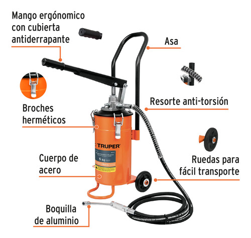 Bomba Inyectora De Grasa, 5 Kg, Truper