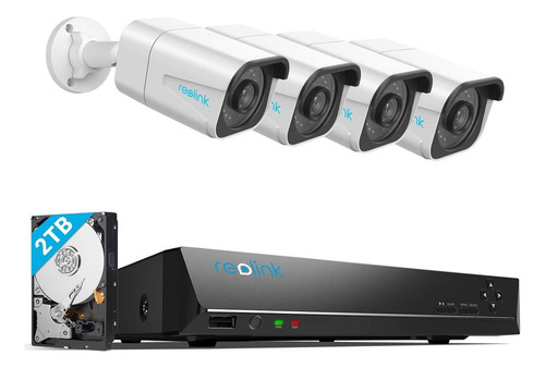 Reolink Sistema De Cámara 4k Poe 4 Cámaras 2tb Nvr
