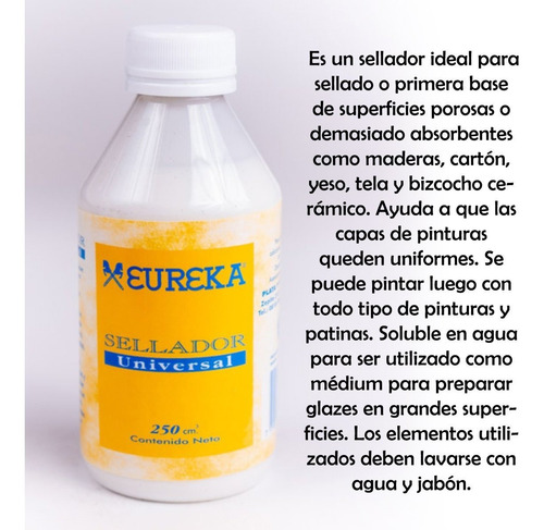 Imagen 2 de 10 de Sellador Universal Eureka Para Madera, Cartón Cerámica 250ml
