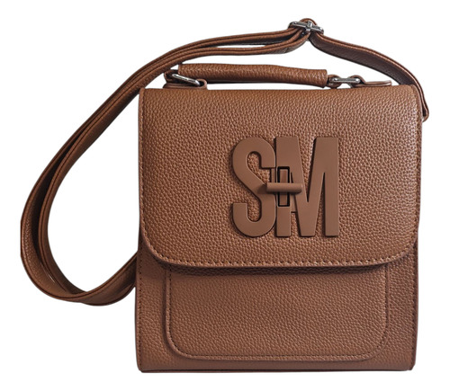 Bolsa De Dama Sm; 2 En 1 Crossbody Y Mochila. Marrón Lisa Níquel Marrón
