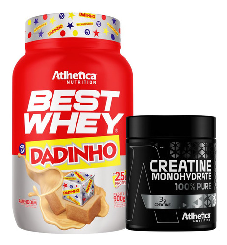 Combo Best Isolado Hidro Dadinho 900g Creatina - Atlhetica Sabor Sem Sabor