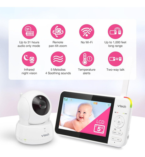 Baby Call com câmera Vtech Vm924 5 Hd 270° Cor branca