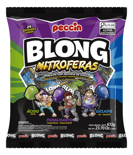 Pirulito Com Recheio De Chicle Nitrosferas - 672g