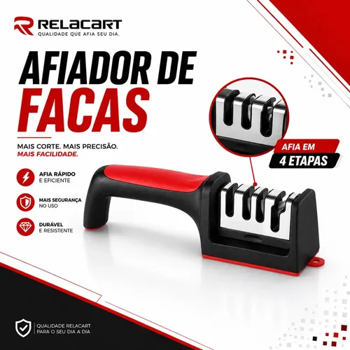 Afiador E Amolador De Facas E Tesouras 4 Em 1 Profissional Vermelho Ou Amarelo Afia Amola E Alinha Lâminas Ideal Cozinha Churrasco Fácil De Usar Portátil Alta Qualidade Durável Inox