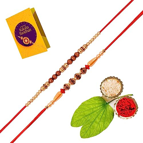 Rakhi Hermano, Set De 2 Rakhis De Rudraksha, Pulsera De...