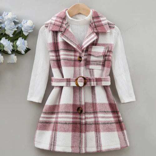 Traje De Abrigo A Cuadros Para Niñas Y Niños, Traje De Dos P