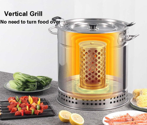 Parrilla Vertical Portátil Para Ahumar Carbón 28 Pinchos