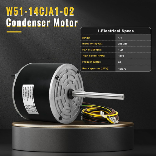 Motor De Condensación W51-14cja1-02, 1/4hp 1 Fase 1 Velocida