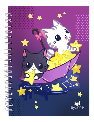 Syanne Libreta Sketchbook Hoja Blanca Gatos Lluvia Estelar