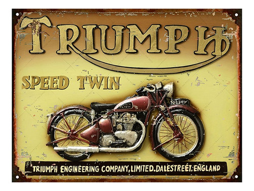 Cartel De Chapa Publicidad Antigua Moto Triumph X268