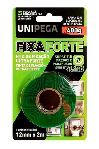 Fita Dupla Face 12mm X 2m Fixa Forte Unipega - 0004