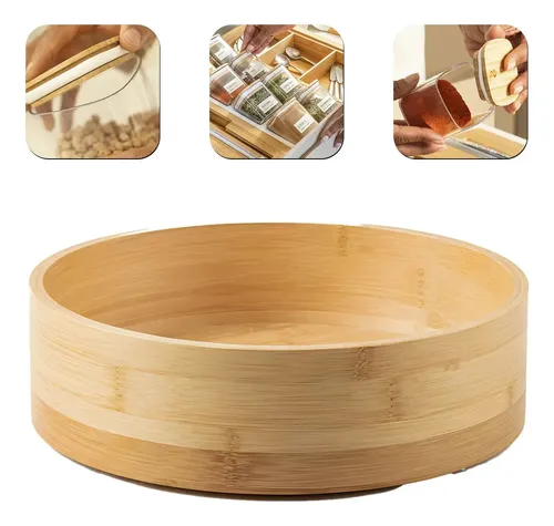 Organizador Giratório Redondo Alto Multiuso Keep Bambu Ou