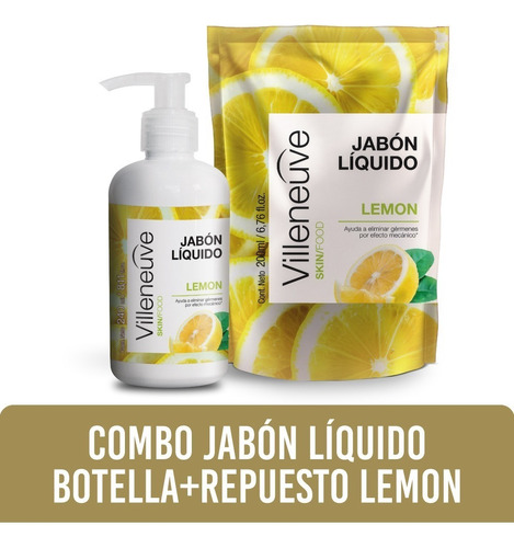 Jabon Liquido Villeneuve Lemon 240 Ml + Repuesto 200 Ml