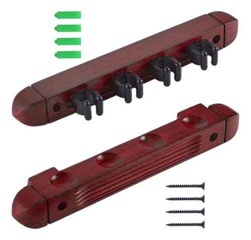Pool Cue Rack Garra Soporte Para Caña De Pescar Madera Rojo