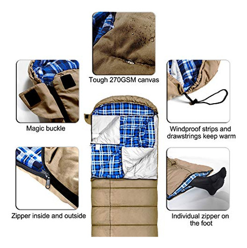 Saco De Dormir De Lona De 0 Grados Para Pescar, Cazar, Viaja