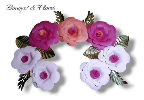 Flores Gigantes De Papel Decos Eventos Ambientaciones ( 5 U) Modelo 2 Pétalos. 20 Cm. Tono Rosa