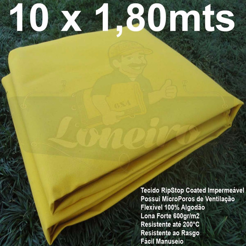 Encerado Ripstop 10x1,8 M Algodão Amarelo Tecido Impermeável
