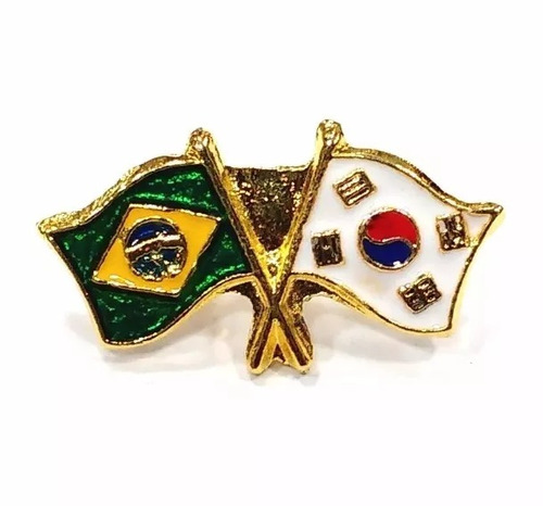 Kit 5 Bótom Pim Broche Bandeira Brasil X Coréia Do Sul