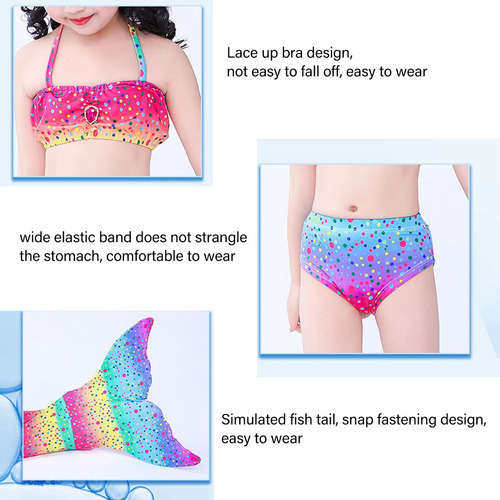 Trajes De Baño De Para Niñas Sirena Para Nadar Juego De 3pcs