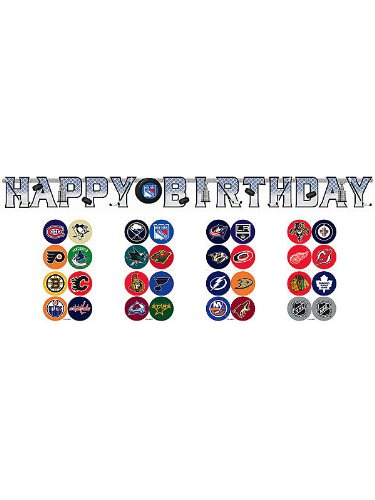 Nhl Hockey Fiesta  Feliz Cumpleaño Articulado Carta Banner