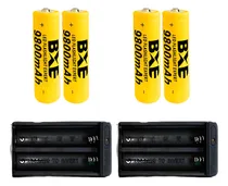 Comprar 4pcs Bxe 9800mah 18650 Li-ion 3.7v Baterías + 2 Cargadores D