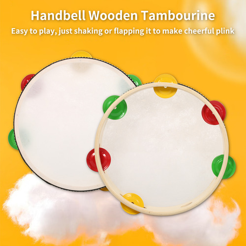 Tambor De Mano Con Forma De Pandereta De Madera De 8 Pulgada