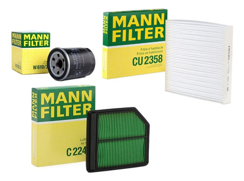  Kit Filtros Honda Civic 2006 A 2012 Mann Aire Aceite Hab