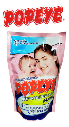 Pack 10 Detergente Líquido Popeye Hipoalergénico 800ml
