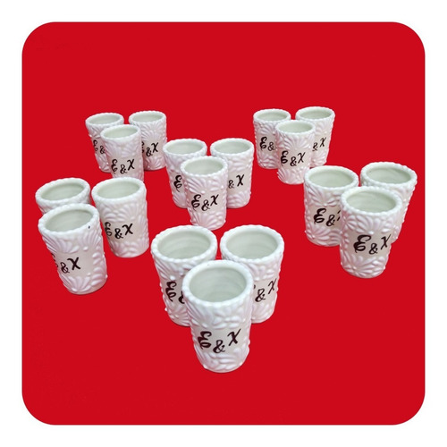 Imagen 2 de 6 de 50 Tequileros Personalizados Talavera Poblana Beige Bco Tql