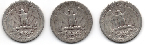 3 Monedas Plata Quarter 1948 P D S Washington Xf Coleccion