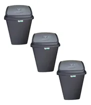 Comprar Cesto Para Basura Negro Con Tapa Balancin 50 Litros 3 Piezas