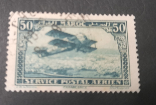 Sello Postal Marruecos - Avión Sobre Casablanca - 1922