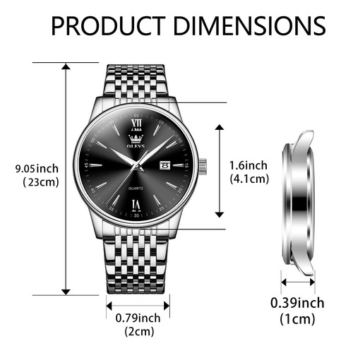 Olevs Reloj Para Hombre Reloj Plateado De Acero Inoxidable P