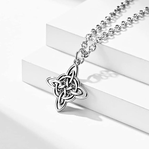 Collar Dije Nudo De Brujas Celta Amuleto Acero Inoxidable Dije Nudo De Brujas Celta Amuleto Acero Inoxidable Plateado
