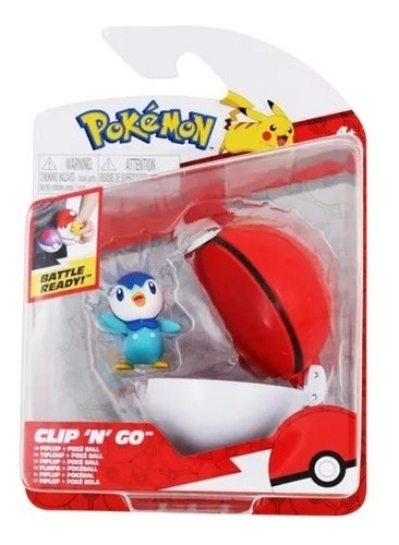 Imagen 1 de 3 de Juguete Pokémon Figura Piplup + Poke Ball Clip N Go Jazwares